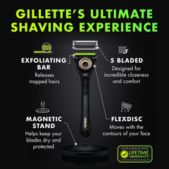GilletteLabs Exfoliating Bar Razor Black and Gold Edition (2 Count + Handle + Stand)